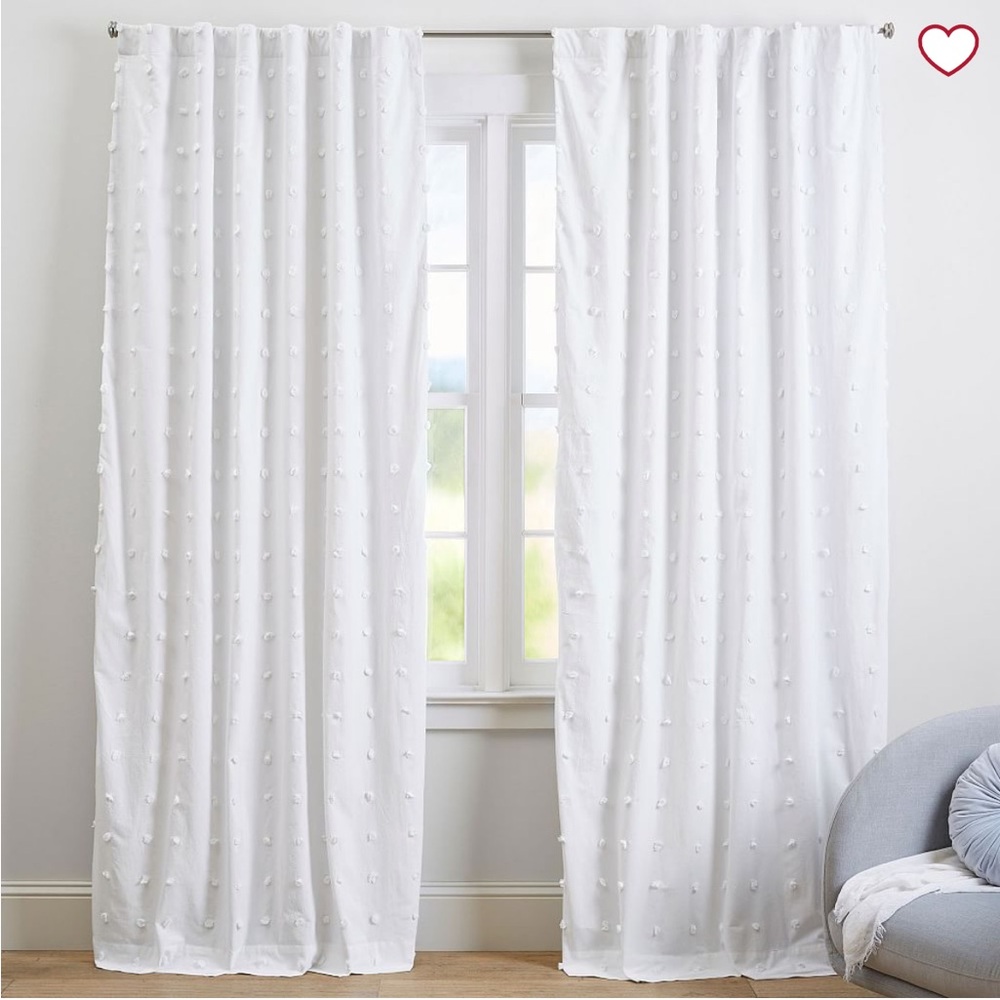 Pottery Barn Teen Tufted Dot Blackout Curtain (Sold as a set of 2 curtains)